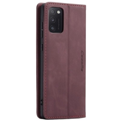Samsung Galaxy A41 (A415F) CaseMe Retro solīds atvēramais ādas bordo maciņš - maks | Vacins.lv