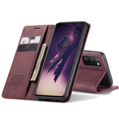 Samsung Galaxy A41 (A415F) CaseMe Retro solīds atvēramais ādas bordo maciņš - maks | Vacins.lv