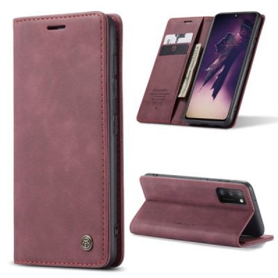 Samsung Galaxy A41 (A415F) CaseMe Retro solīds atvēramais ādas bordo maciņš - maks | Vacins.lv