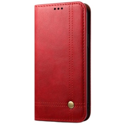 Apple iPhone 12 (12 Pro) Deluxe ādas atvēramais sarkans maciņš (maks) | Vacins.lv