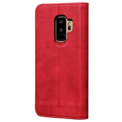 Samsung Galaxy S9+ (G965) Deluxe ādas atvēramais sarkans maciņš (maks) | Vacins.lv