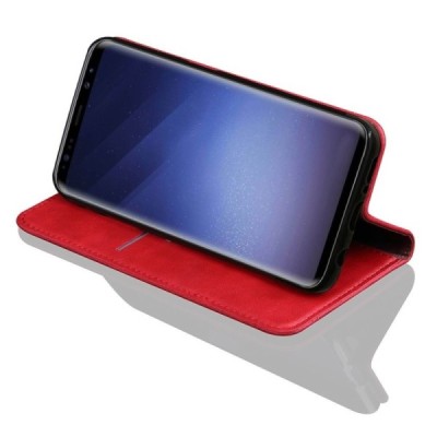 Samsung Galaxy S9+ (G965) Deluxe ādas atvēramais sarkans maciņš (maks) | Vacins.lv