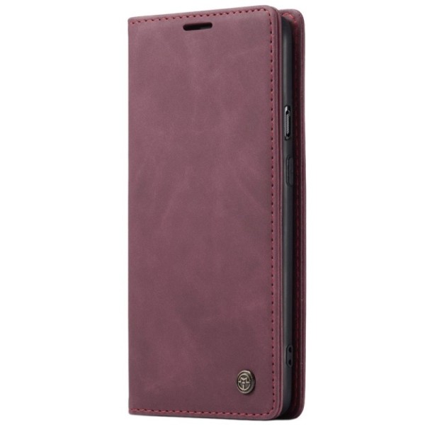 „CaseMe“ Retro solīds atvēramais ādas maciņš - bordo (OnePlus Nord)