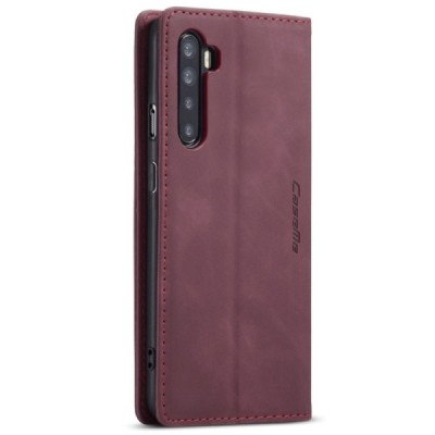 OnePlus Nord CaseMe Retro solīds atvēramais ādas bordo maciņš - maks | Vacins.lv