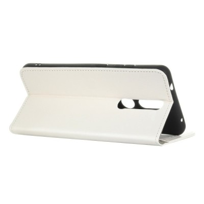 Nokia 2.4 atvēramais ādas balts maciņš, grāmata (maks) | Vacins.lv