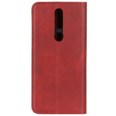 Nokia 2.4 „Split“ raudonas odinis atverčiamas dėklas - knygutė | Priedai.lt