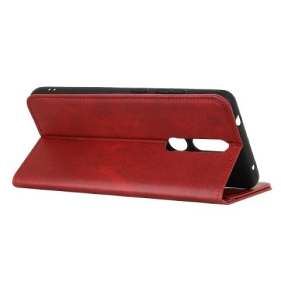 Nokia 2.4 „Split“ raudonas odinis atverčiamas dėklas - knygutė | Priedai.lt