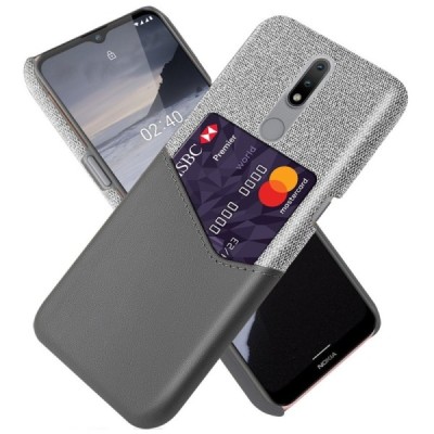 Nokia 2.4 „KSQ“ Shell pelēks ādas apvalks ar iebūvētu karšu turētāju | Vacins.lv