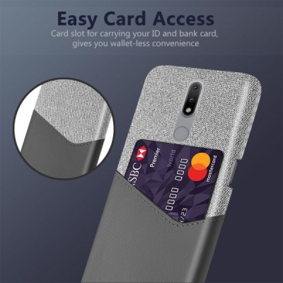 „KSQ“ Shell Nokia 2.4 pilkas odinis dėklas - nugarėlė su kišenėle kortelėms | Priedai.lt