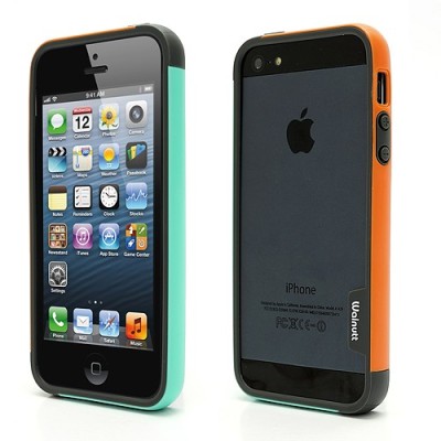 Oranžinės, mėtinės ir pilkos spalvų „Walnutt“ Trio kieto silikono (TPU) Apple iPhone SE (5, 5s) dėklas (rėmelis) - kraštų apvada