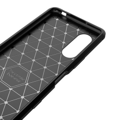 Sony Xperia 5 II „Carbon“ cieta silikona (TPU) melns vāciņš | Vacins.lv