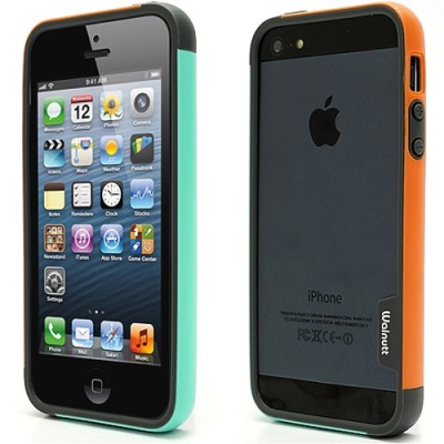 Oranžinės, mėtinės ir pilkos spalvų „Walnutt“ Trio kieto silikono (TPU) Apple iPhone SE (5, 5s) dėklas (rėmelis) - kraštų apvada