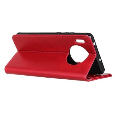 Nokia 8.3 atverčiamas raudonas odinis dėklas, knygutė - piniginė | Priedai.lt