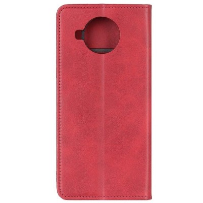 Nokia 8.3 raudonas odinis atverčiamas dėklas - knygutė su magnetu | Priedai.lt