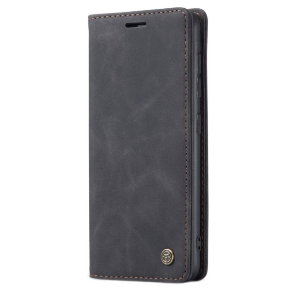 „CaseMe“ Retro solīds atvēramais ādas maciņš - melns (Galaxy S20 FE)