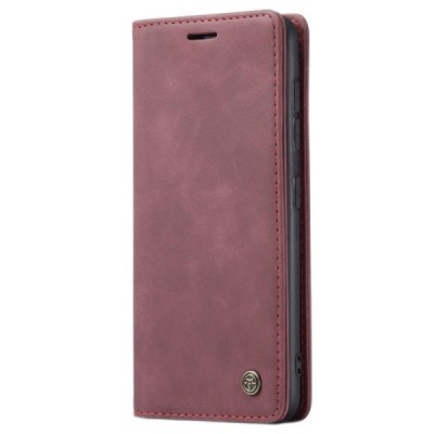 Samsung Galaxy S20 FE (Fan Edition) CaseMe Retro solidus atverčiamas bordo odinis dėklas - knygutė | Priedai.lt