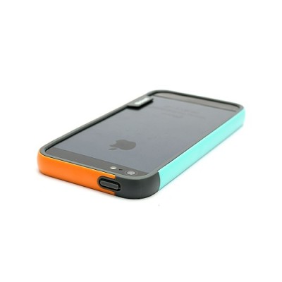 Oranžinės, mėtinės ir pilkos spalvų „Walnutt“ Trio kieto silikono (TPU) Apple iPhone SE (5, 5s) dėklas (rėmelis) - kraštų apvada