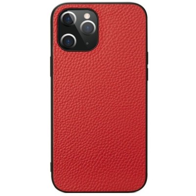 Apple iPhone 12 Pro Max „Deluxe Leather“ sarkans ādas apvalks | Vacins.lv