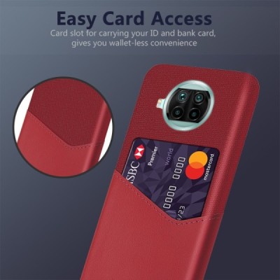 Xiaomi Mi 10T Lite 5G „KSQ“ Shell sarkans ādas apvalks ar iebūvētu karšu turētāju | Vacins.lv