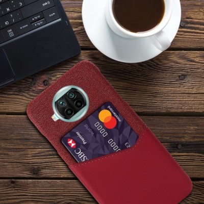 Xiaomi Mi 10T Lite 5G „KSQ“ Shell sarkans ādas apvalks ar iebūvētu karšu turētāju | Vacins.lv