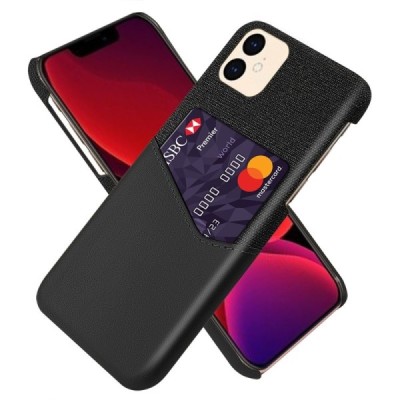 „KSQ“ Shell Apple iPhone 12 Mini juodas odinis dėklas - nugarėlė su kišenėle kortelėms | Priedai.lt