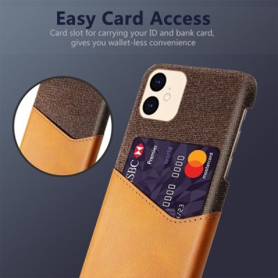 „KSQ“ Shell Apple iPhone 12 Mini rudas odinis dėklas - nugarėlė su kišenėle kortelėms | Priedai.lt