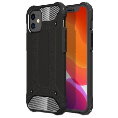 Sustiprintos apsaugos Apple iPhone 12 Mini juodas kieto silikono (TPU) ir plastiko dėklas | Priedai.lt