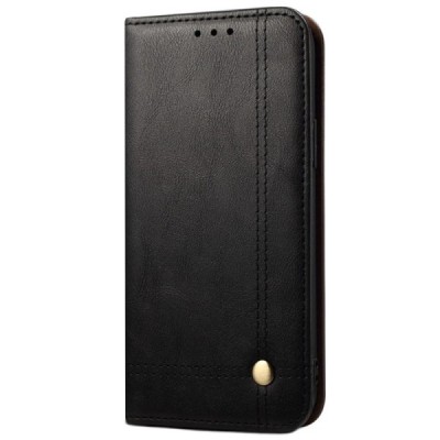 Apple iPhone 12 Mini Deluxe ādas atvēramais melns maciņš (maks) | Vacins.lv