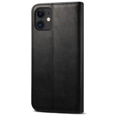 Apple iPhone 12 Mini Deluxe ādas atvēramais melns maciņš (maks) | Vacins.lv