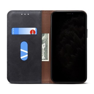 Apple iPhone 12 Mini Deluxe ādas atvēramais melns maciņš (maks) | Vacins.lv