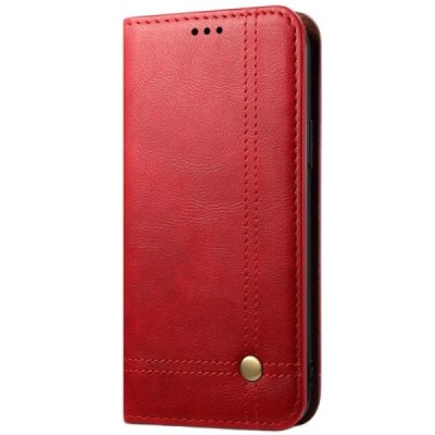 Deluxe atverčiamas raudonas odinis Apple iPhone 12 Mini dėklas - knygutė | Priedai.lt