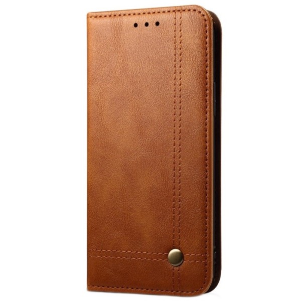 „Deluxe“ atverčiamas dėklas - šviesiai rudas (iPhone 12 Mini)