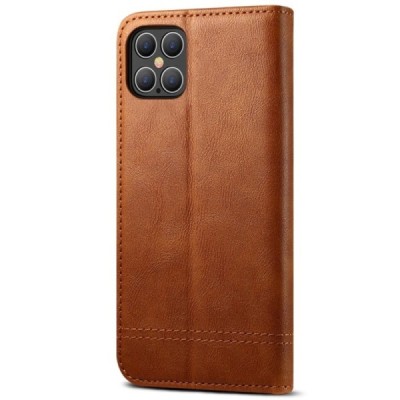 Apple iPhone 12 Pro Max Deluxe ādas atvēramais gaiši brūns maciņš (maks) | Vacins.lv