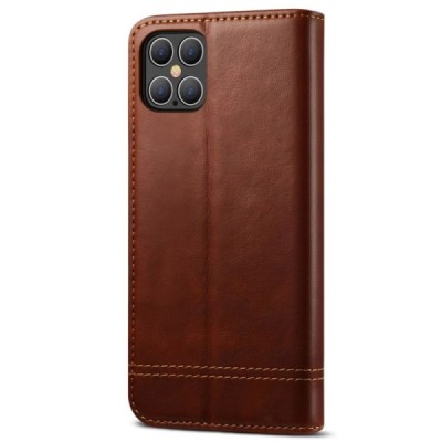 Deluxe atverčiamas tamsiai rudas odinis Apple iPhone 12 Pro Max dėklas - knygutė | Priedai.lt