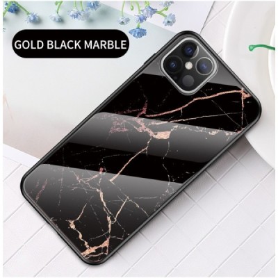 Apple iPhone 12 Pro Max „Marble“ kieto silikono TPU juodas / auksinis dėklas - nugarėlė | Priedai.lt