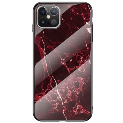 Apple iPhone 12 Pro Max „Marble“ cieta silikona (TPU) melns / sarkans apvalks | vacins.lv
