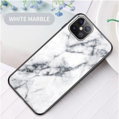 Apple iPhone 12 Pro Max „Marble“ kieto silikono TPU baltas dėklas - nugarėlė | Priedai.lt