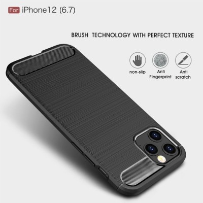 Apple iPhone 12 Pro Max „Carbon“ cieta silikona (TPU) melns vāciņš | Vacins.lv