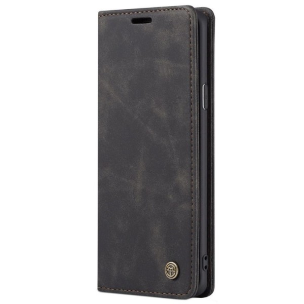 „CaseMe“ Retro solīds atvēramais ādas maciņš - melns (Galaxy S8+)