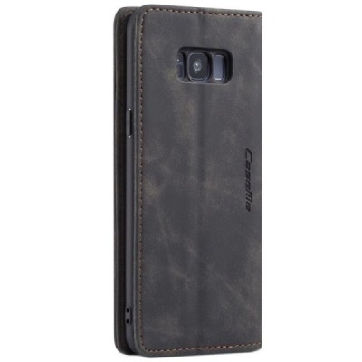 Samsung Galaxy S8+ (G955) CaseMe Retro solīds atvēramais ādas melns maciņš - maks | Vacins.lv