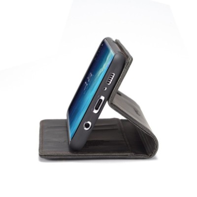 Samsung Galaxy S8+ (G955) CaseMe Retro solīds atvēramais ādas melns maciņš - maks | Vacins.lv