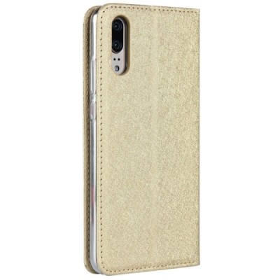 Huawei P20 „Silk“ Skin sērijas zelta ādas atvērams maciņš | Vacins.lv