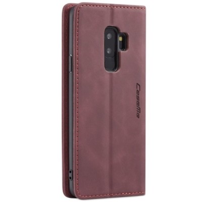 Samsung Galaxy S9+ (G965) CaseMe Retro solīds atvēramais ādas bordo maciņš - maks | Vacins.lv
