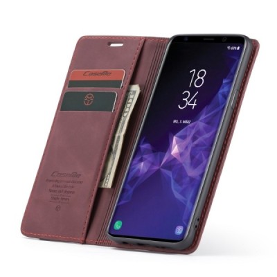 Samsung Galaxy S9+ (G965) CaseMe Retro solīds atvēramais ādas bordo maciņš - maks | Vacins.lv