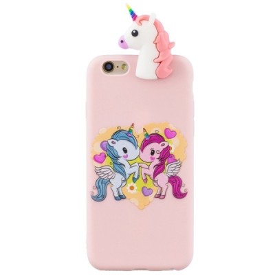 Apple iPhone 6 (6s) „Squezy“ Two Unicorns kieto silikono TPU rožinis dėklas - nugarėlė | Priedai.lt