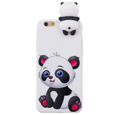 Apple iPhone 6 (6s) „Squezy“ Panda kieto silikono TPU baltas dėklas - nugarėlė | Priedai.lt
