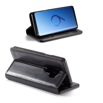 Samsung Galaxy S9+ (G965) „CaseMe“ solīds atvēramais ādas melns maciņš - maks | Vacins.lv