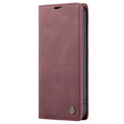 Apple iPhone 12 Pro Max CaseMe Retro solīds atvēramais ādas bordo maciņš - maks | Vacins.lv