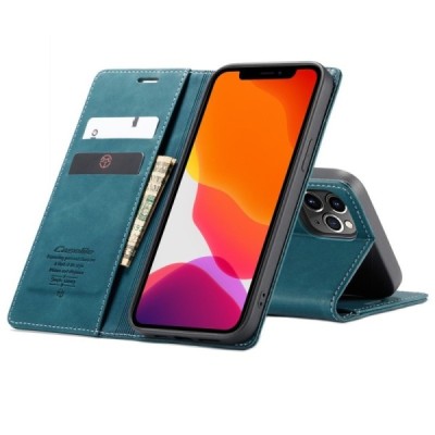 Apple iPhone 12 Pro Max CaseMe Retro solīds atvēramais ādas zaļš maciņš - maks | Vacins.lv