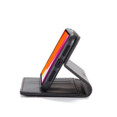 Apple iPhone 11 CaseMe Retro solidus atverčiamas juodas odinis dėklas - knygutė | Priedai.lt